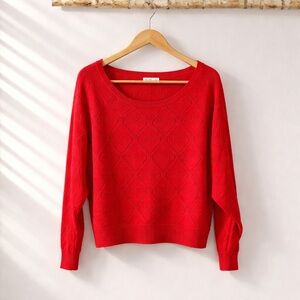 Hollister Red Scoop-Neck Knit Sweater